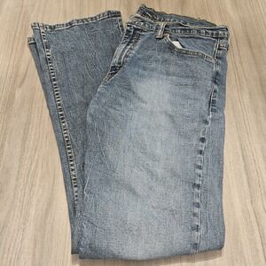 Levis Jeans Mens 36x34 Blue Bootcut 527 Denim Pant Dark Wash Workwear Whiskering